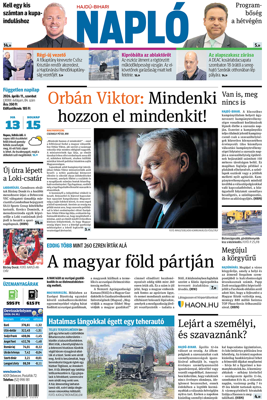 Lapszám: 2026. 04. 11.