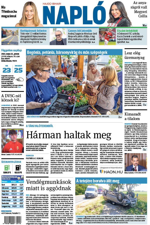 Lapszám: 2026. 05. 22. + MELLÉKLET